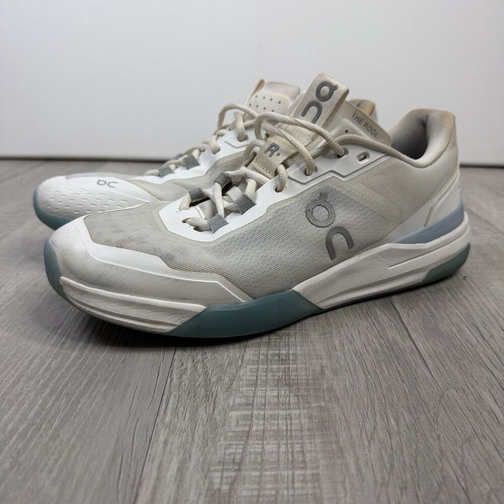 On THE ROGER Advantage Pro Tennis Shoes Ivory Blue Men's Size 11 Pickle Ball F